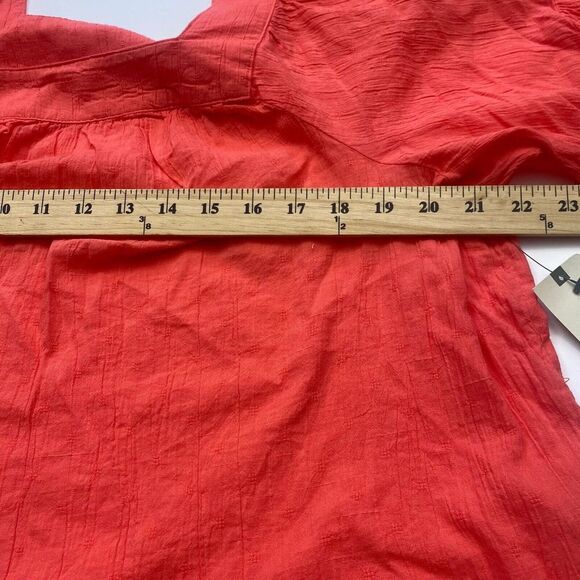 Terra & Sky Women’s‎ Plus Size 0X 14W Coral Orange Square Neck Blouse Ruffle New - Picture 13 of 16